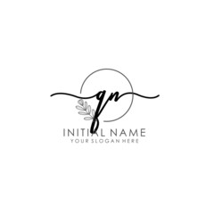 QN Luxury initial handwriting logo with flower template, logo for beauty, fashion, wedding, photography