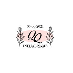 QQ Initial letter handwriting and signature logo. Beauty vector initial logo .Fashion  boutique  floral and botanical