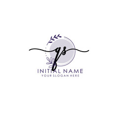 QS Luxury initial handwriting logo with flower template, logo for beauty, fashion, wedding, photography