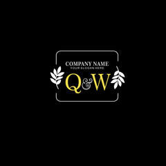 QW Beauty vector initial logo art  handwriting logo of initial signature  wedding  fashion  jewerly  boutique  floral