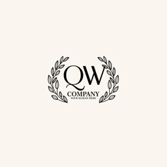 QW Beauty vector initial logo art  handwriting logo of initial signature  wedding  fashion  jewerly  boutique  floral