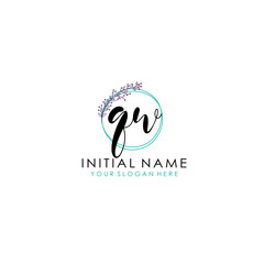QW Initial letter handwriting and signature logo. Beauty vector initial logo .Fashion  boutique  floral and botanical