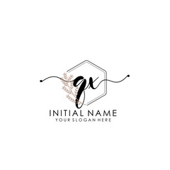 QX Luxury initial handwriting logo with flower template, logo for beauty, fashion, wedding, photography