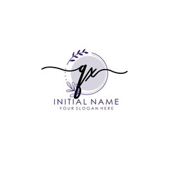 QX Luxury initial handwriting logo with flower template, logo for beauty, fashion, wedding, photography