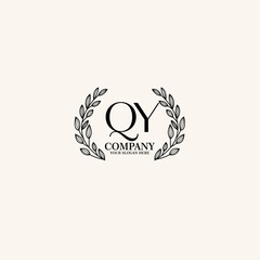QY Beauty vector initial logo art  handwriting logo of initial signature  wedding  fashion  jewerly  boutique  floral
