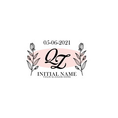 QZ Initial letter handwriting and signature logo. Beauty vector initial logo .Fashion  boutique  floral and botanical