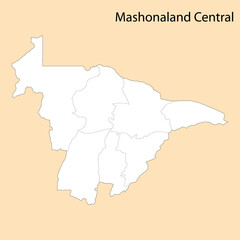 High Quality map of Mashonaland Central is a region of Zimbabwe