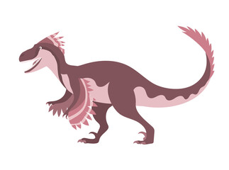 Velociraptor with dangerous claws. Predatory dinosaur of the Jurassic period. Strong hunter. Cartoon vector illustration isolated on a white background