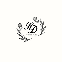 RD Initial letter handwriting and signature logo. Beauty vector initial logo .Fashion  boutique  floral and botanical