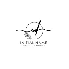 RD Luxury initial handwriting logo with flower template, logo for beauty, fashion, wedding, photography