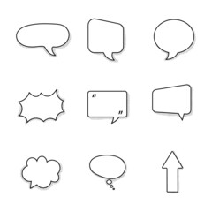 set of speech bubble frames for comic text isolated white background. Empty outline bubble for speech text. Dialog empty cloud, cartoon box.