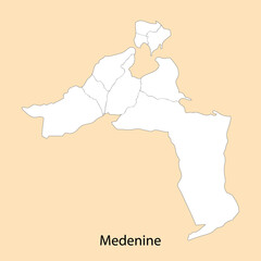 High Quality map of Medenine is a region of Tunisia