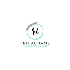 RI Initial letter handwriting and signature logo. Beauty vector initial logo .Fashion  boutique  floral and botanical