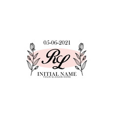 RL Initial letter handwriting and signature logo. Beauty vector initial logo .Fashion  boutique  floral and botanical