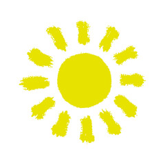 Sun icon. Ink colored sketch drawing. Round front view. Vector simple flat graphic hand drawn illustration. Isolated object on a white background. Isolate.