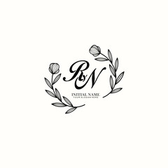 RN Initial letter handwriting and signature logo. Beauty vector initial logo .Fashion  boutique  floral and botanical