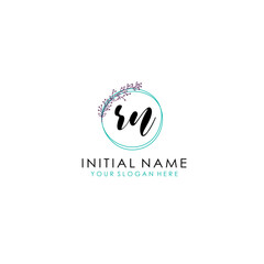 RN Initial letter handwriting and signature logo. Beauty vector initial logo .Fashion  boutique  floral and botanical
