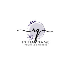 RQ Luxury initial handwriting logo with flower template, logo for beauty, fashion, wedding, photography