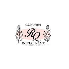 RQ Initial letter handwriting and signature logo. Beauty vector initial logo .Fashion  boutique  floral and botanical