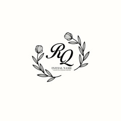 RQ Initial letter handwriting and signature logo. Beauty vector initial logo .Fashion  boutique  floral and botanical