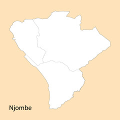 Fototapeta premium High Quality map of Njombe is a region of Tanzania