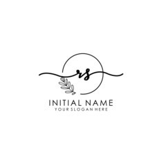RS Luxury initial handwriting logo with flower template, logo for beauty, fashion, wedding, photography
