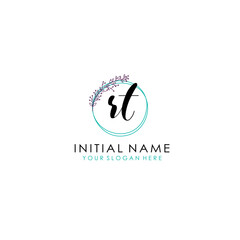 RT Initial letter handwriting and signature logo. Beauty vector initial logo .Fashion  boutique  floral and botanical