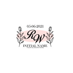RW Initial letter handwriting and signature logo. Beauty vector initial logo .Fashion  boutique  floral and botanical