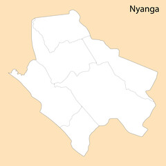High Quality map of Nyanga is a region of Gabon