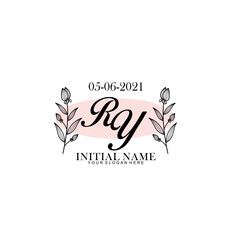 RY Initial letter handwriting and signature logo. Beauty vector initial logo .Fashion  boutique  floral and botanical
