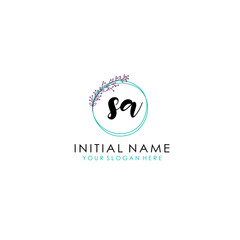 SA Initial letter handwriting and signature logo. Beauty vector initial logo .Fashion  boutique  floral and botanical