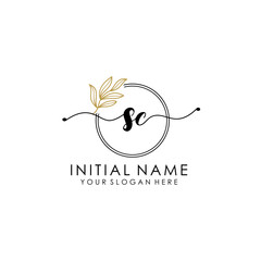 SC Luxury initial handwriting logo with flower template, logo for beauty, fashion, wedding, photography