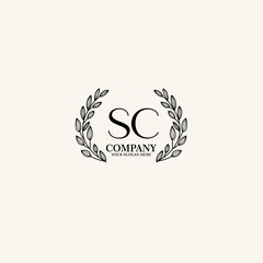Fototapeta premium SC Beauty vector initial logo art handwriting logo of initial signature, wedding, fashion, jewelry, boutique, floral
