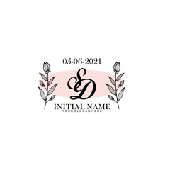 SD Initial letter handwriting and signature logo. Beauty vector initial logo .Fashion  boutique  floral and botanical