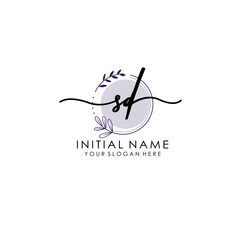 SD Luxury initial handwriting logo with flower template, logo for beauty, fashion, wedding, photography
