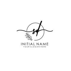 SD Luxury initial handwriting logo with flower template, logo for beauty, fashion, wedding, photography