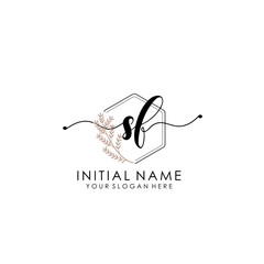 SF Luxury initial handwriting logo with flower template, logo for beauty, fashion, wedding, photography