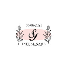Obraz premium SF Initial letter handwriting and signature logo. Beauty vector initial logo .Fashion boutique floral and botanical