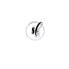 SF Initial letter handwriting and signature logo. Beauty vector initial logo .Fashion  boutique  floral and botanical