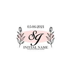 SJ Initial letter handwriting and signature logo. Beauty vector initial logo .Fashion  boutique  floral and botanical