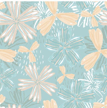 seamless mixed hand draw flowers pattern background , greeting card