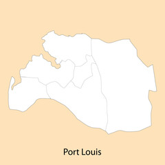 High Quality map of Port Louis is a region of Mauritius