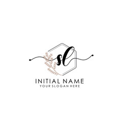 SB Luxury initial handwriting logo with flower template, logo for beauty, fashion, wedding, photography