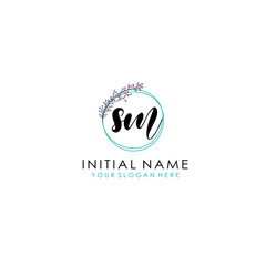 SM Initial letter handwriting and signature logo. Beauty vector initial logo .Fashion  boutique  floral and botanical