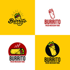 burrito logo, emblem, badge, patch object illustration stock vector set - obrazy, fototapety, plakaty