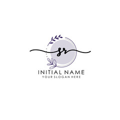 Obraz premium SB Luxury initial handwriting logo with flower template, logo for beauty, fashion, wedding, photography