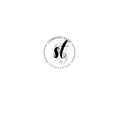 ST Initial letter handwriting and signature logo. Beauty vector initial logo .Fashion  boutique  floral and botanical