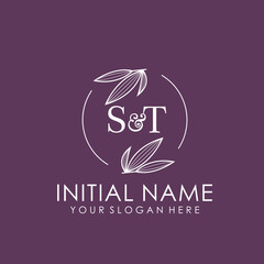 ST Beauty vector initial logo art handwriting logo of initial signature, wedding, fashion, jewelry, boutique, floral	