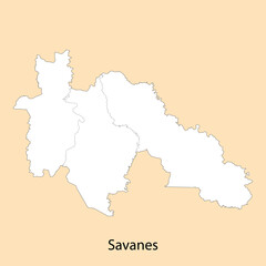 Fototapeta na wymiar High Quality map of Savanes is a region of Ivory Coast