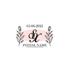 SX Initial letter handwriting and signature logo. Beauty vector initial logo .Fashion  boutique  floral and botanical